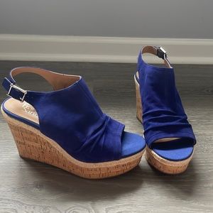 Franco Sarto Blue Suede Wedges Size 10 NWOT